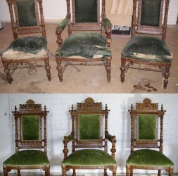 Реставрация двух стульев и кресла