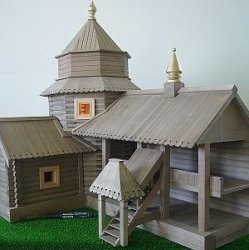 Макет городка из сруба