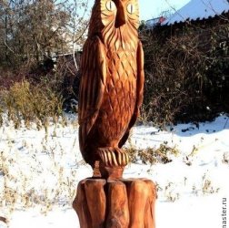 Садовая ЭКО скульптура из дерева - филин (сова)