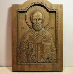 Святитель Николай, резная икона 
