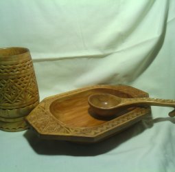 Набор деревянной посуды, три предмета