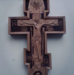 Крест наперсный, ручная резьба по дереву