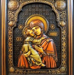 Икона резная Владимирская Божья мать
