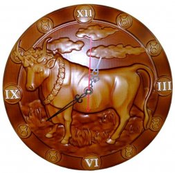 Часы из дерева Знак зодиака Телец