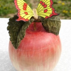 Яблоко с бабочкой (с гусеницей)