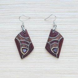 Серьги из дерева с гранатом